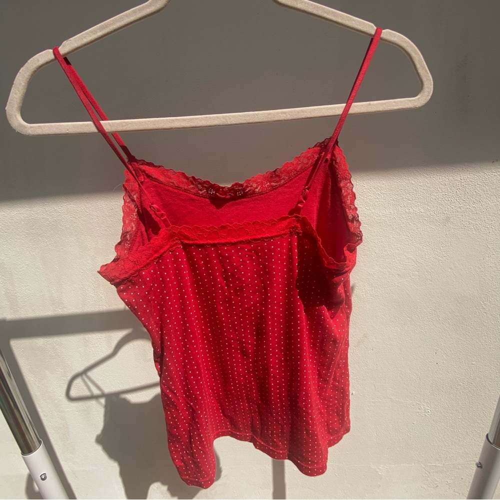 Y2K Red & White Polkadot Lace Cami Size Small - Picture 5 of 6